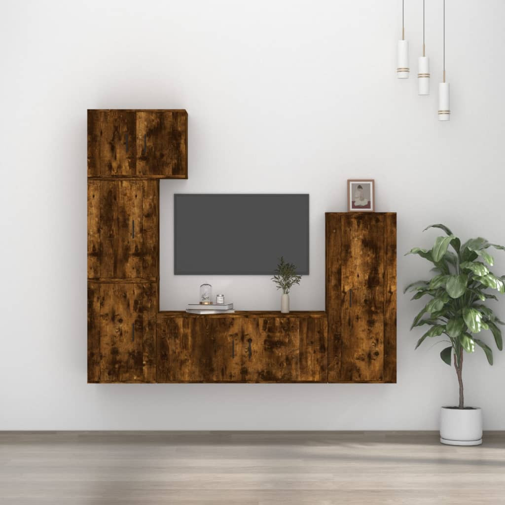 vidaXL 5-tlg. TV-Schrank-Set Räuchereiche Holzwerkstoff