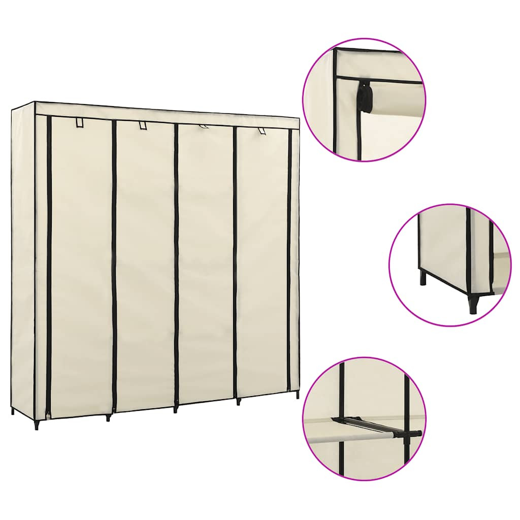 vidaXL Kleiderschrank mit 4 Fächern Creme 175 x 45 x 170 cm