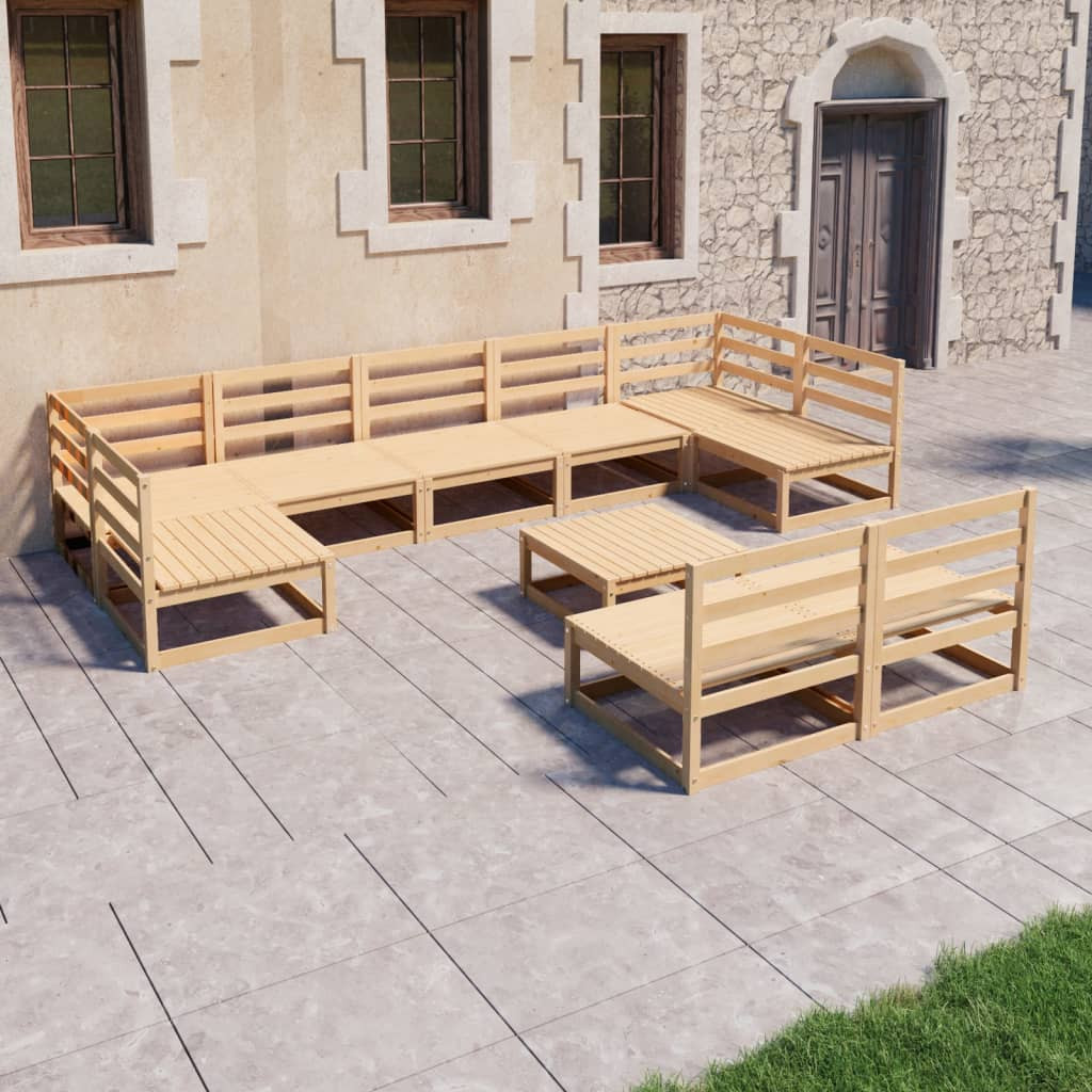 vidaXL 10-tlg. Garten-Lounge-Set Massivholz Kiefer