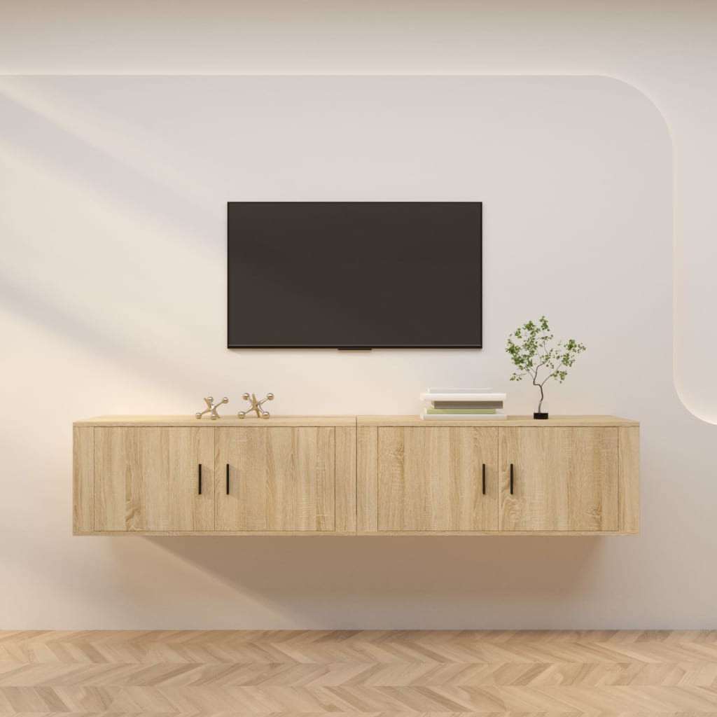 vidaXL TV-Wandschränke 2 Stk. Sonoma-Eiche 100x34,5x40 cm