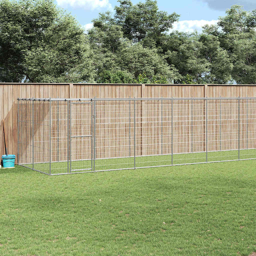 vidaXL Outdoor-Hundezwinger mit Überdachung Verzinkter Stahl 26,62 m²