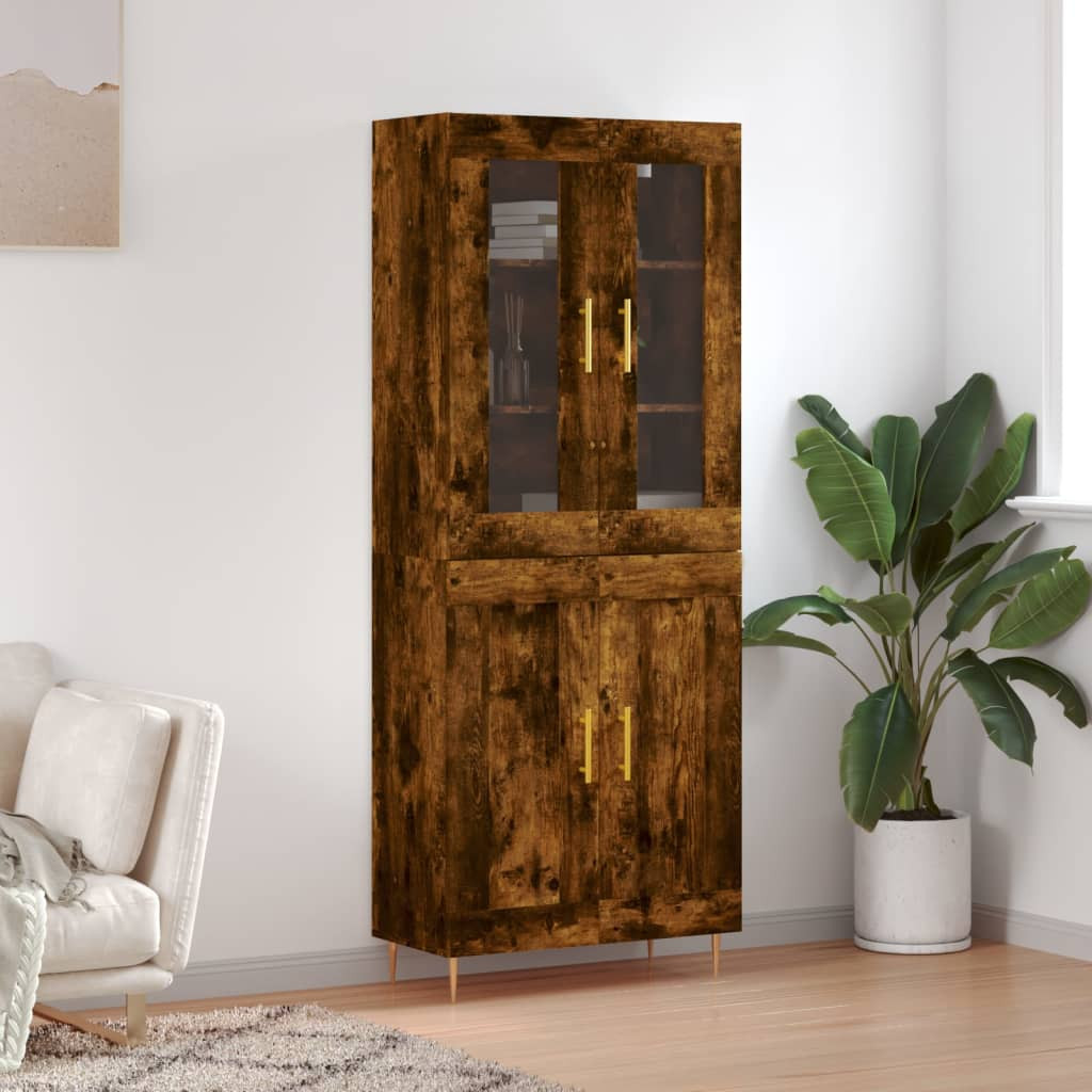 vidaXL Highboard Räuchereiche 69,5x34x180 cm Holzwerkstoff