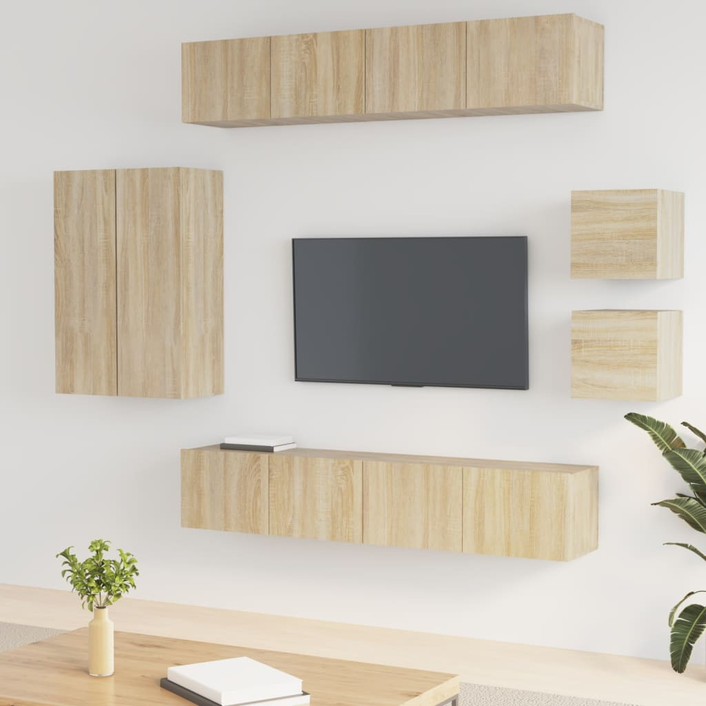 vidaXL 8-tlg. TV-Schrank-Set Sonoma-Eiche Holzwerkstoff