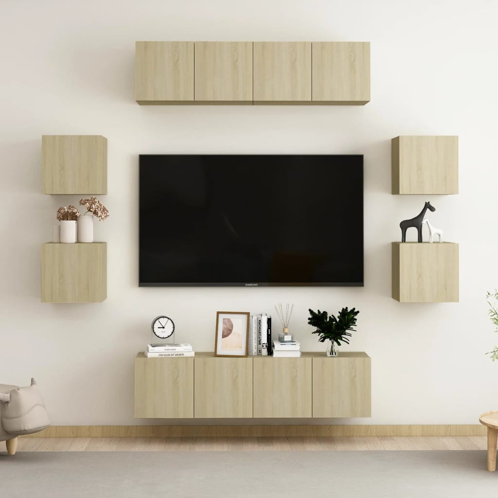 vidaXL 8-tlg. TV-Schrank-Set Sonoma-Eiche Holzwerkstoff