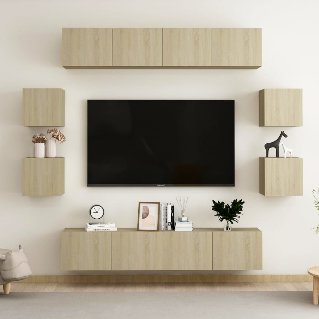 vidaXL 8-tlg. TV-Schrank-Set Sonoma-Eiche Holzwerkstoff