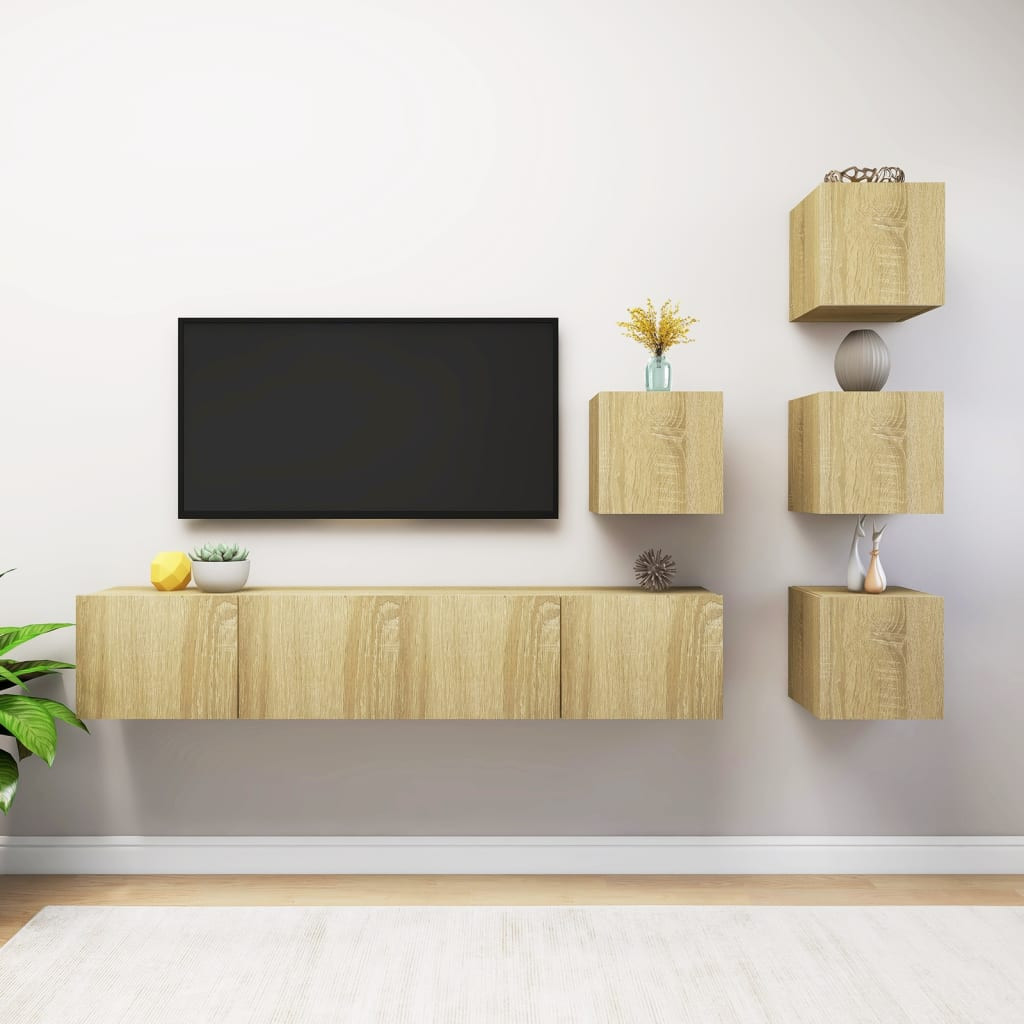 vidaXL 6-tlg. TV-Schrank-Set Sonoma-Eiche Holzwerkstoff