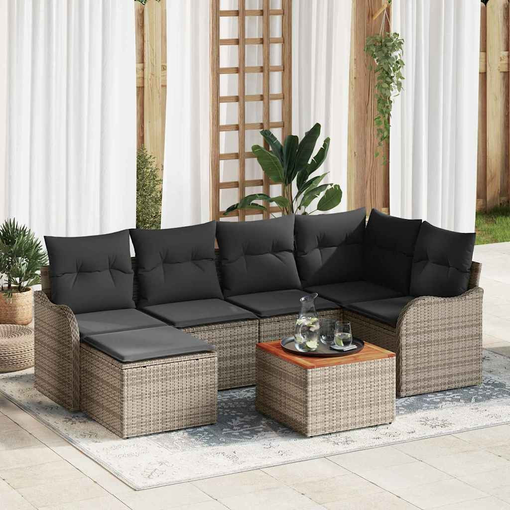 vidaXL Gartensofa-set mit Speicher 7 pcs Grau Poly-Rattan