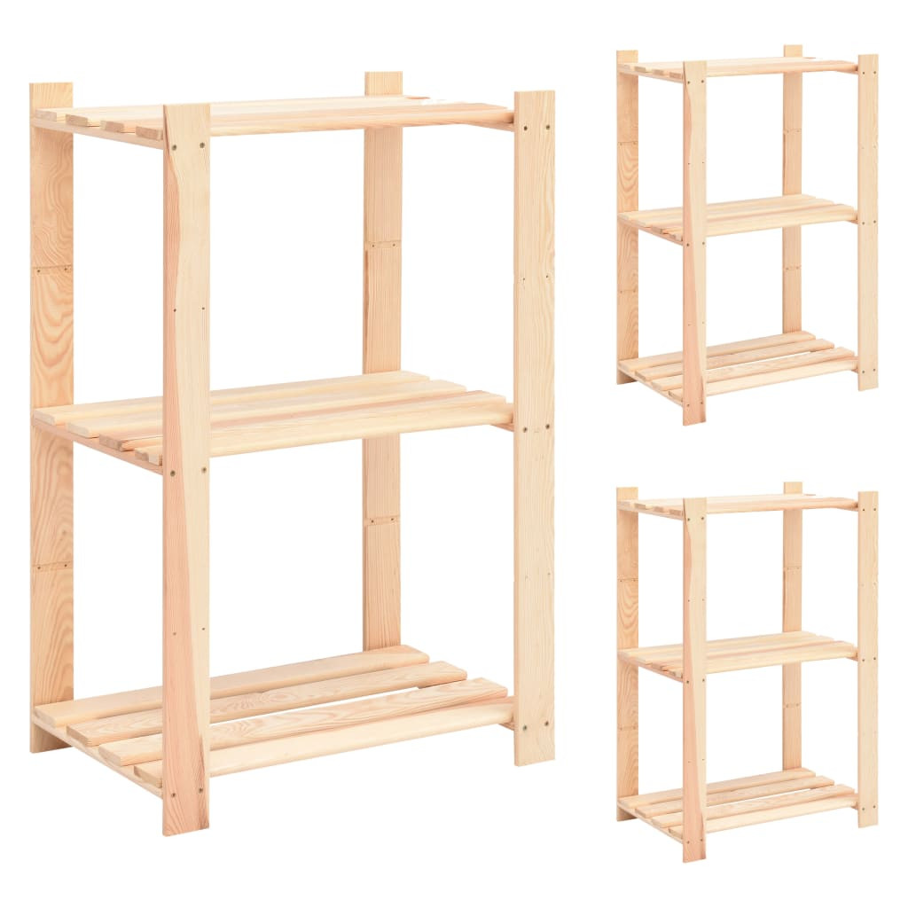 vidaXL Lagerregale 3 Böden 3 Stk. 60x38x90cm Massivholz Kiefer 150kg