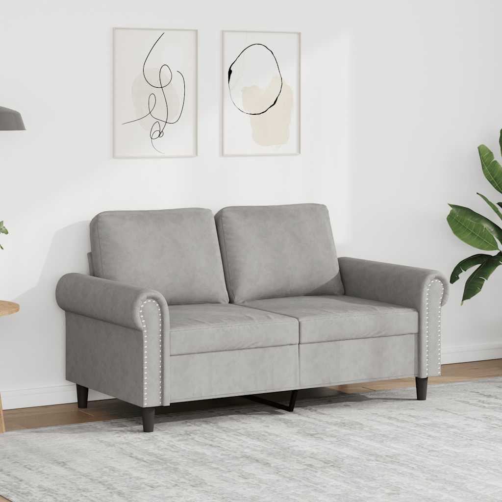 vidaXL 2-Sitzer-Sofa Hellgrau 120 cm Samt