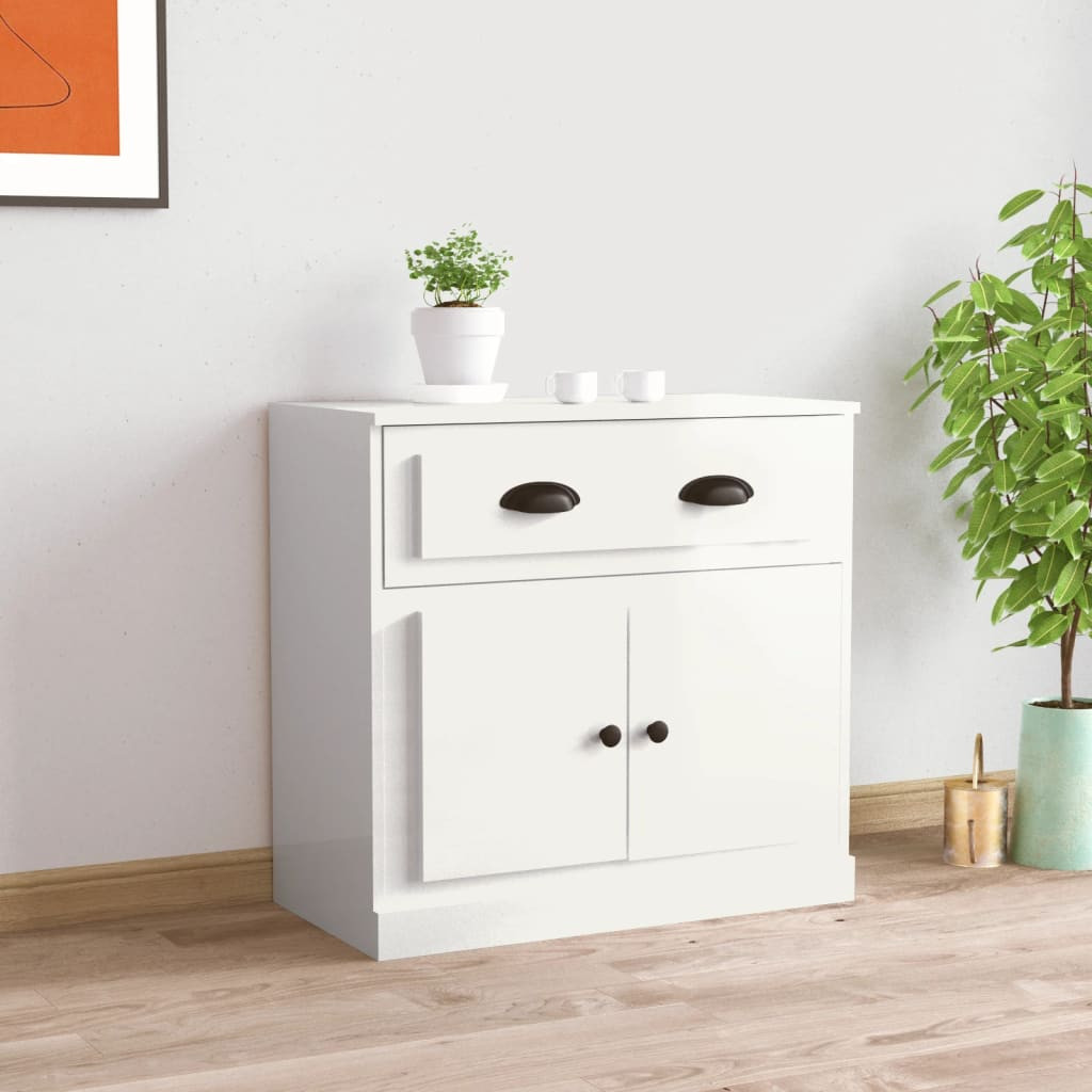 vidaXL Sideboard Hochglanz-Weiß 70x35,5x67,5 cm Holzwerkstoff