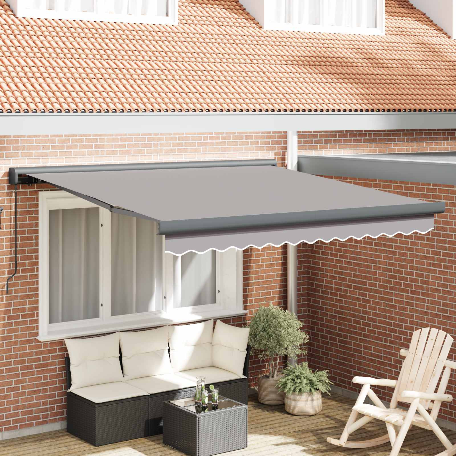 vidaXL Ausziehbare Markise Hellgrau 300 x 250 cm Leinen und Aluminium