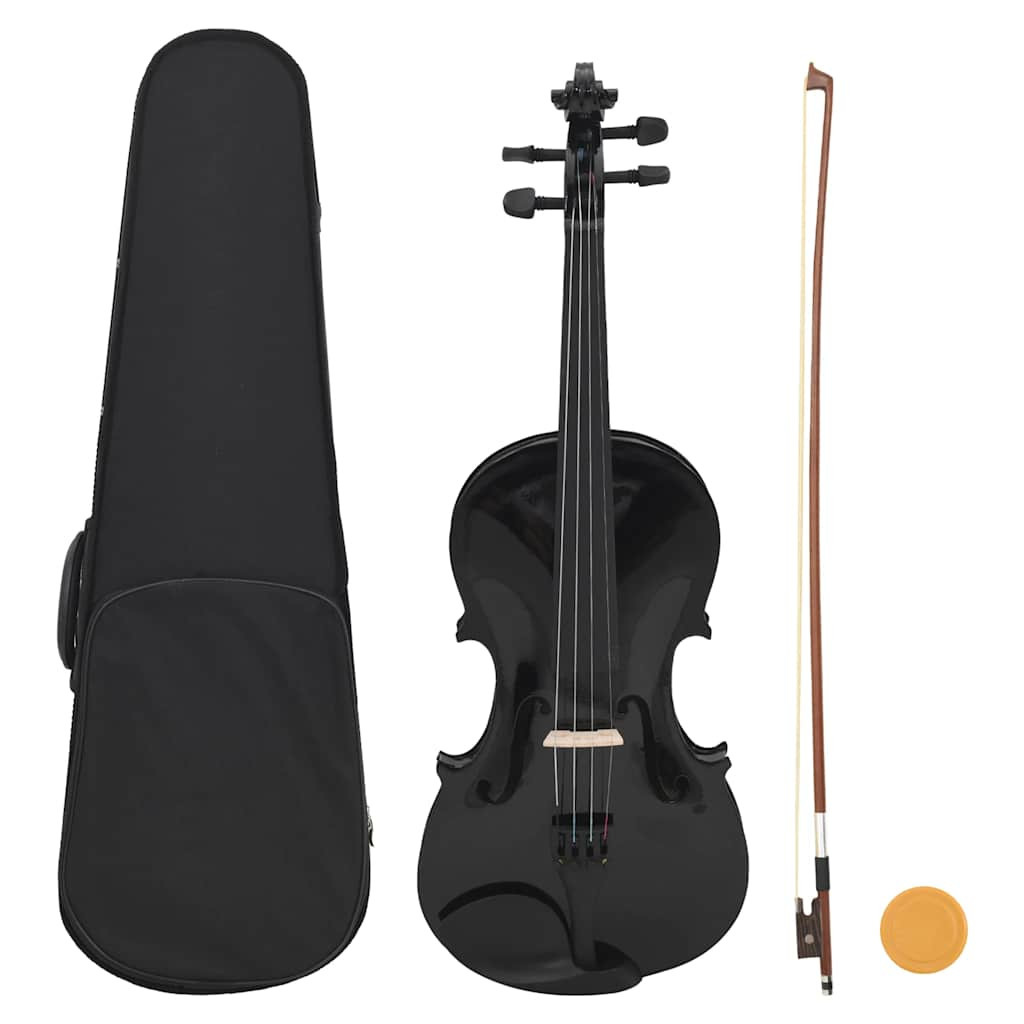 vidaXL Violine Komplettset mit Bogen und Kinnhalter Helles Holz 4/4