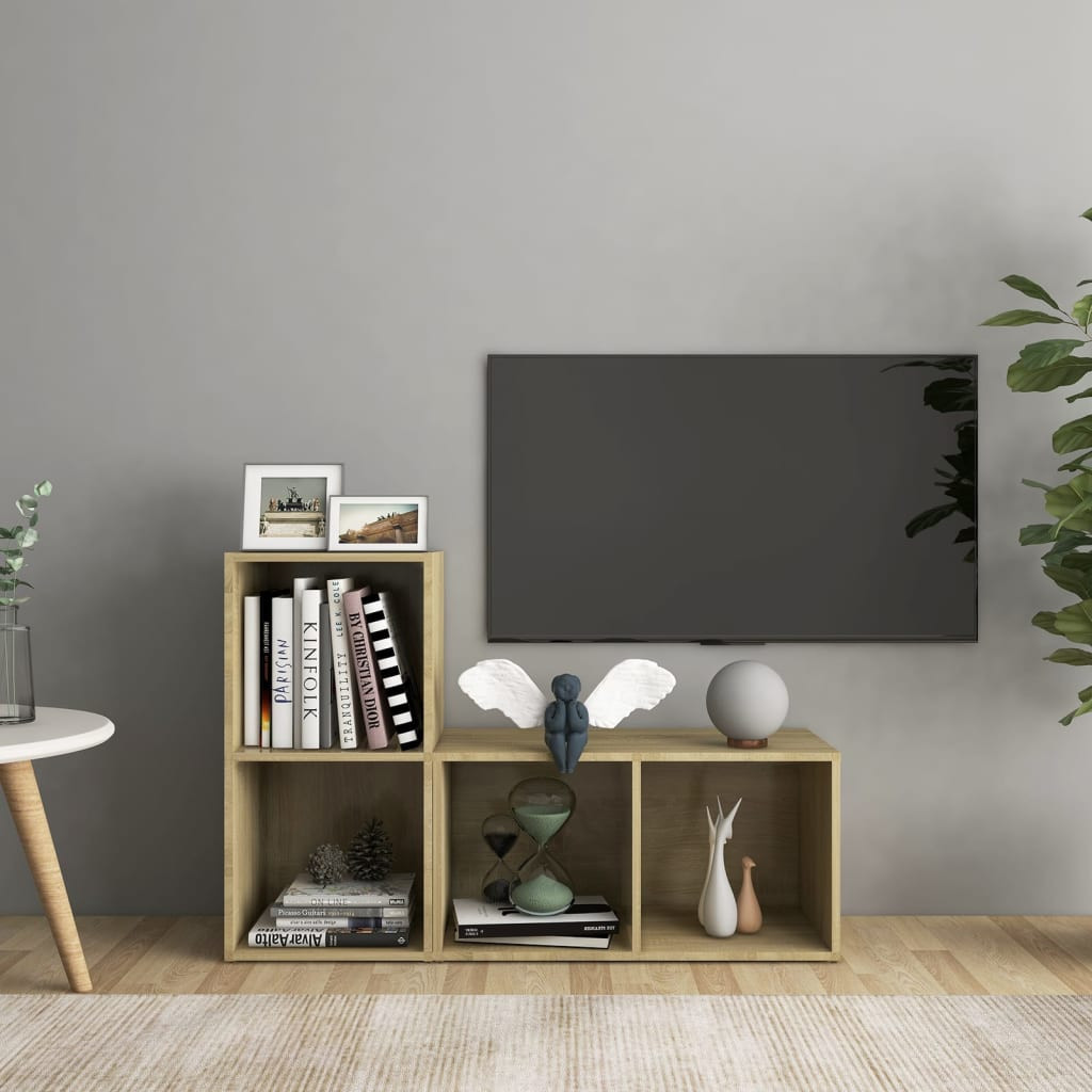 vidaXL TV-Schränke 2 Stk. Sonoma-Eiche 72x35x36,5 cm Holzwerkstoff