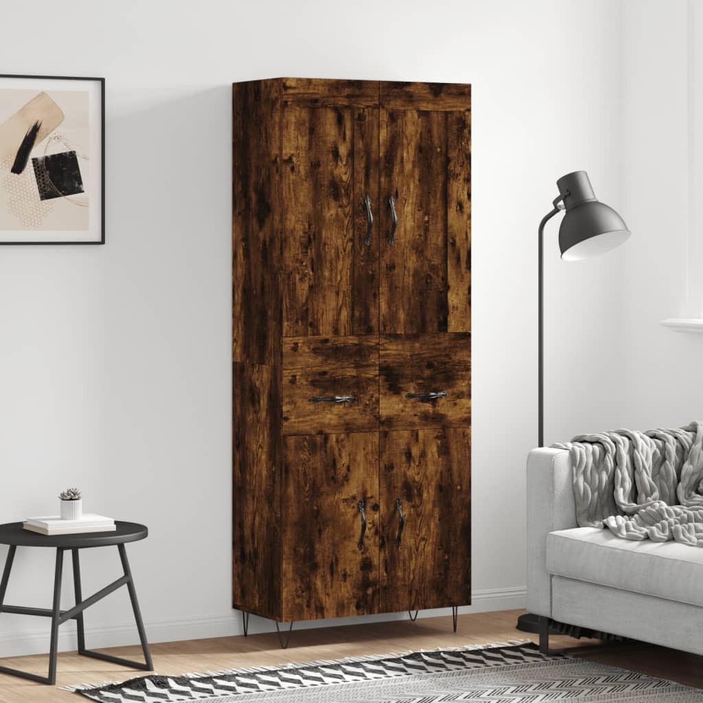 vidaXL Highboard Räuchereiche 69,5x34x180 cm Holzwerkstoff