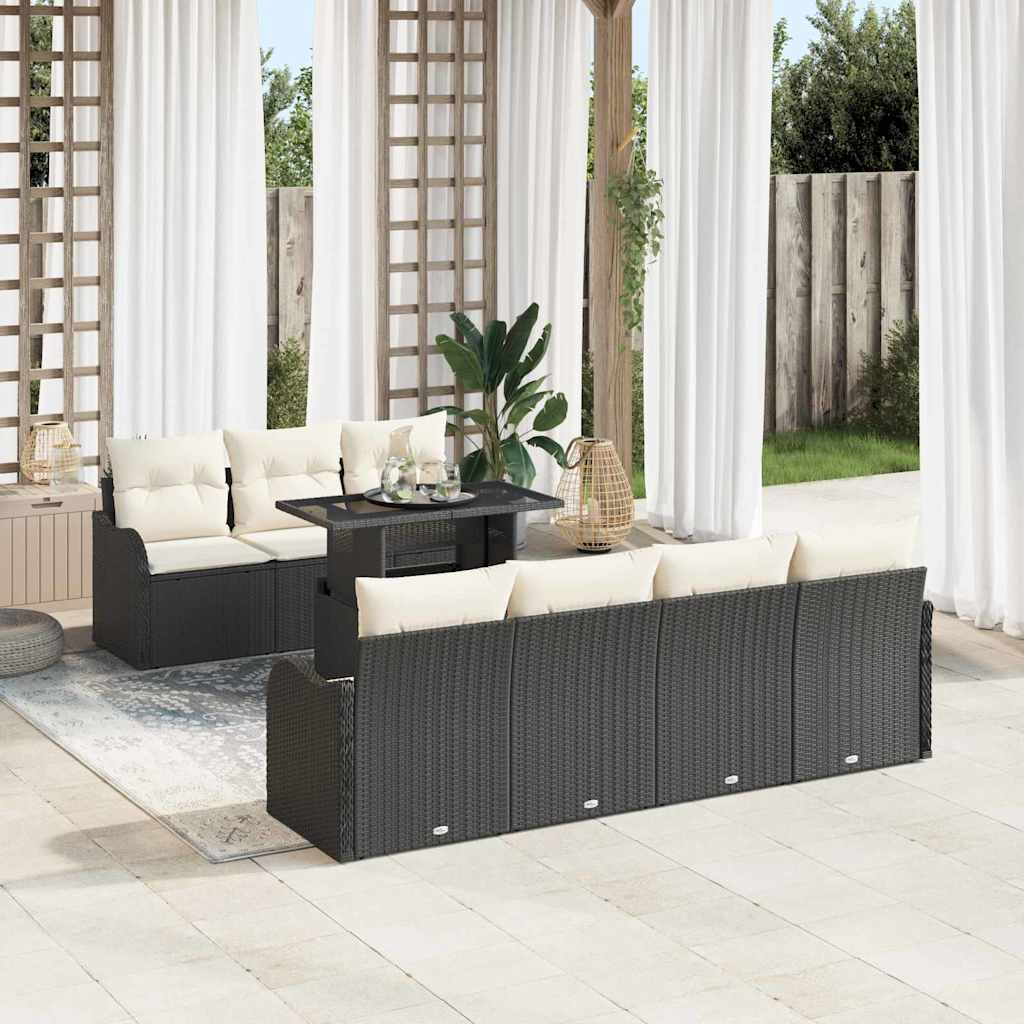vidaXL Gartensofa-set mit Kissen mit Kissen 8 pcs Schwarz Poly Rattan
