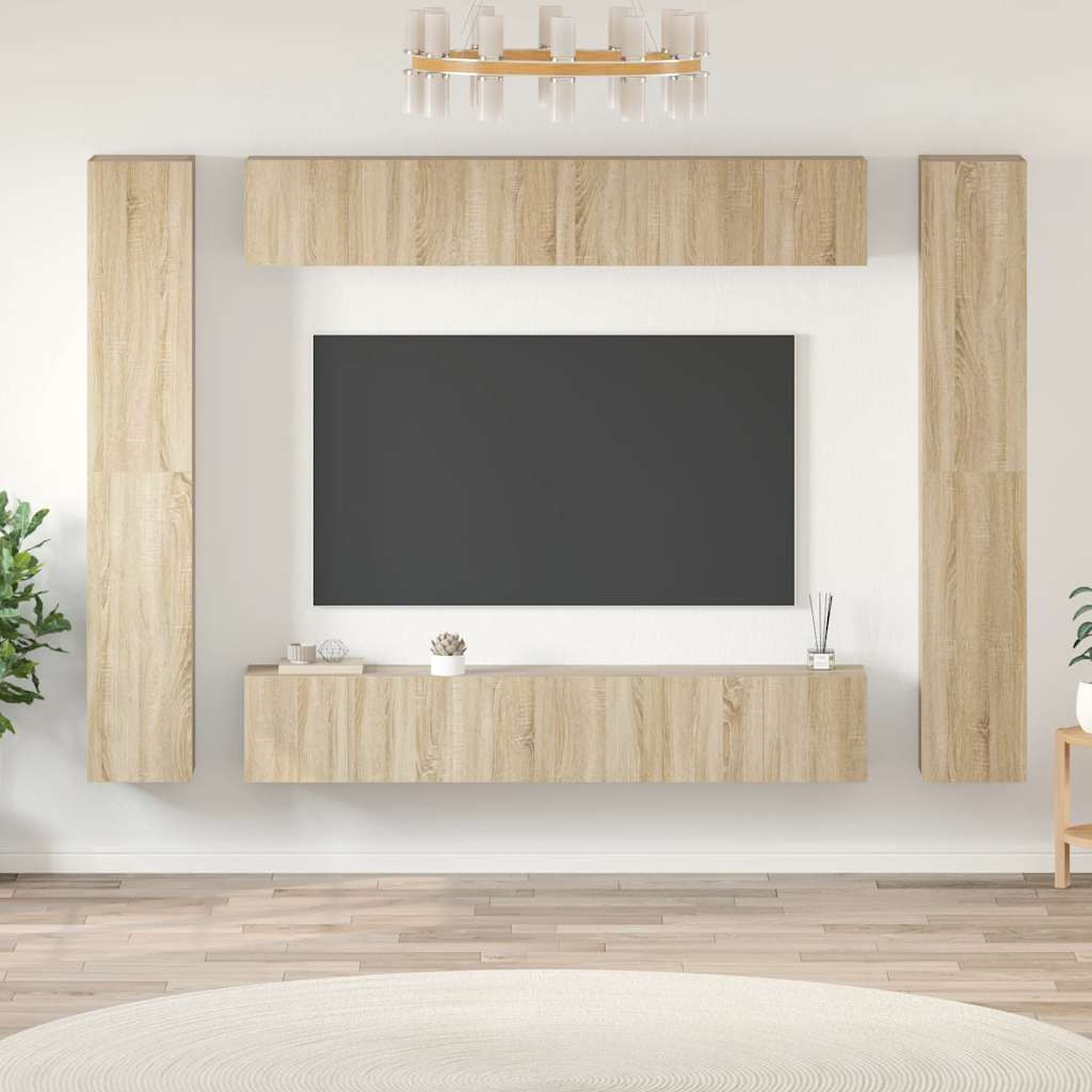 vidaXL 10-tlg. TV-Schrank-Set Sonoma-Eiche Holzwerkstoff
