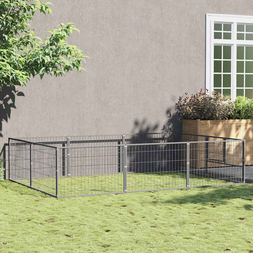 vidaXL Hundezwinger Silbern 6 m² Stahl