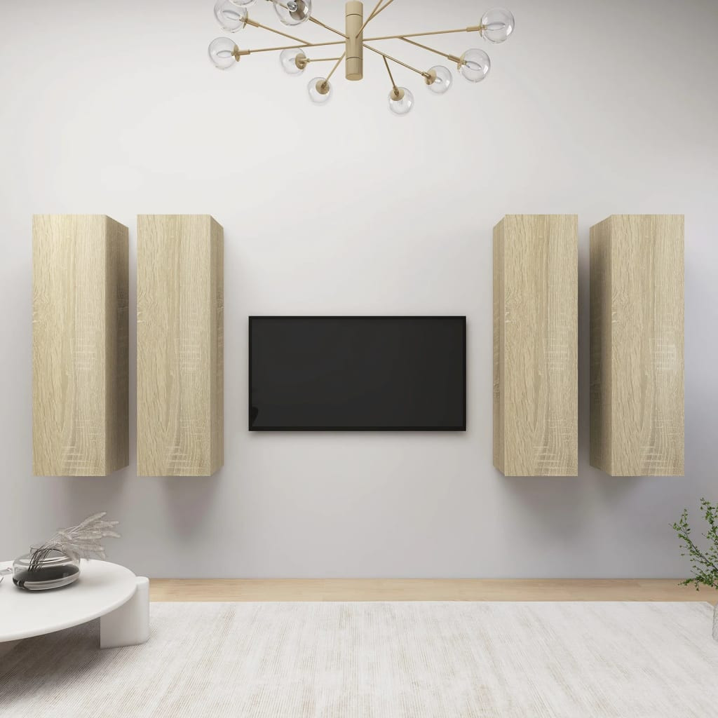 vidaXL TV-Schränke 4 Stk. Sonoma-Eiche 30,5x30x110 cm Holzwerkstoff