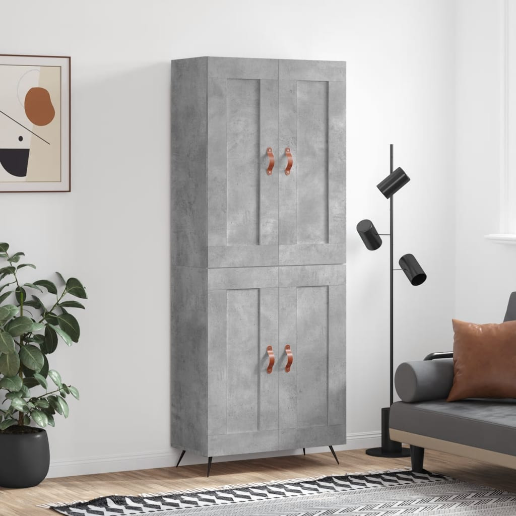 vidaXL Highboard Betongrau 69,5x34x180 cm Holzwerkstoff