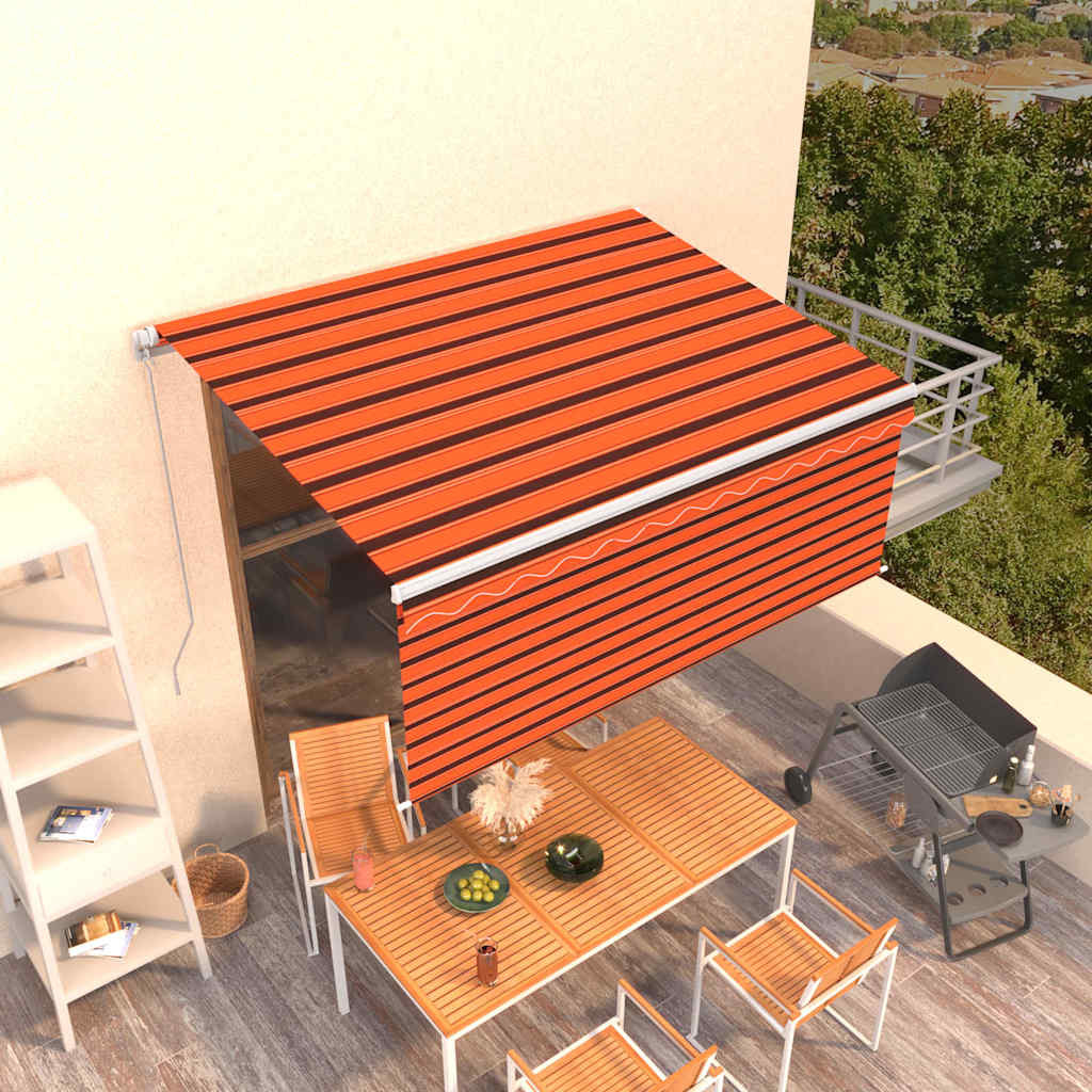 vidaXL Markise Manuell Einziehbar mit Rollo 3,5x2,5 m Orange Braun