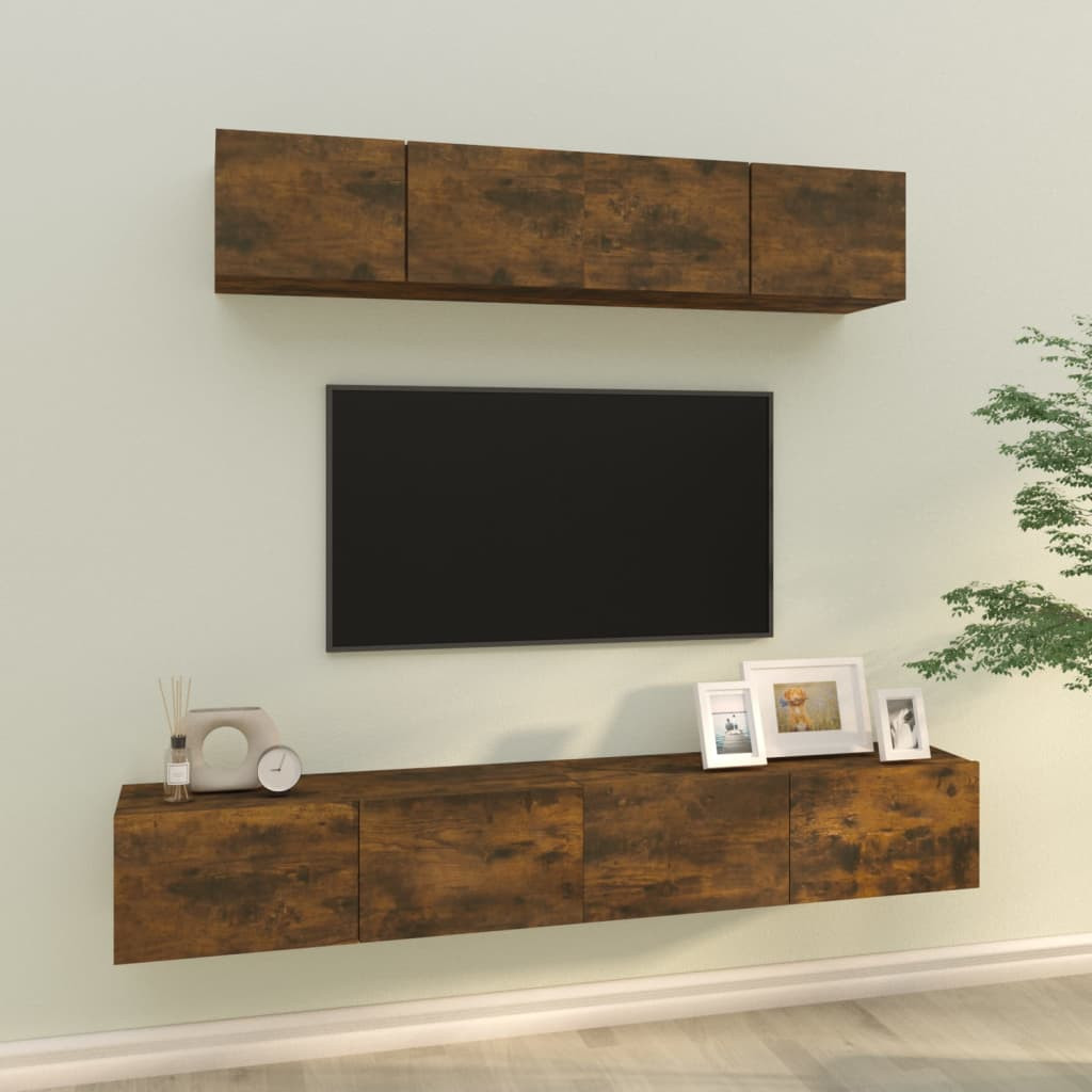 vidaXL 4-tlg. TV-Schrank-Set Räuchereiche Holzwerkstoff