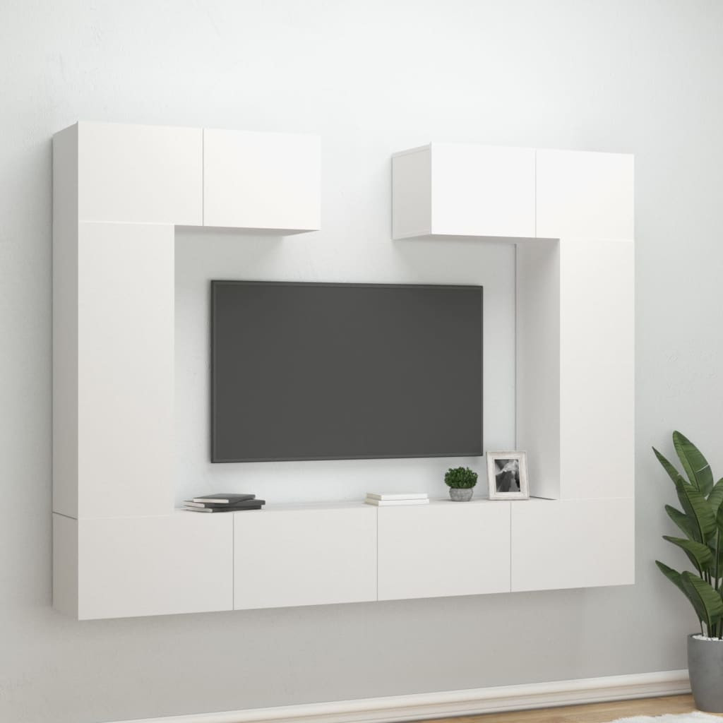 vidaXL 6-tlg. TV-Schrank-Set Weiß Holzwerkstoff