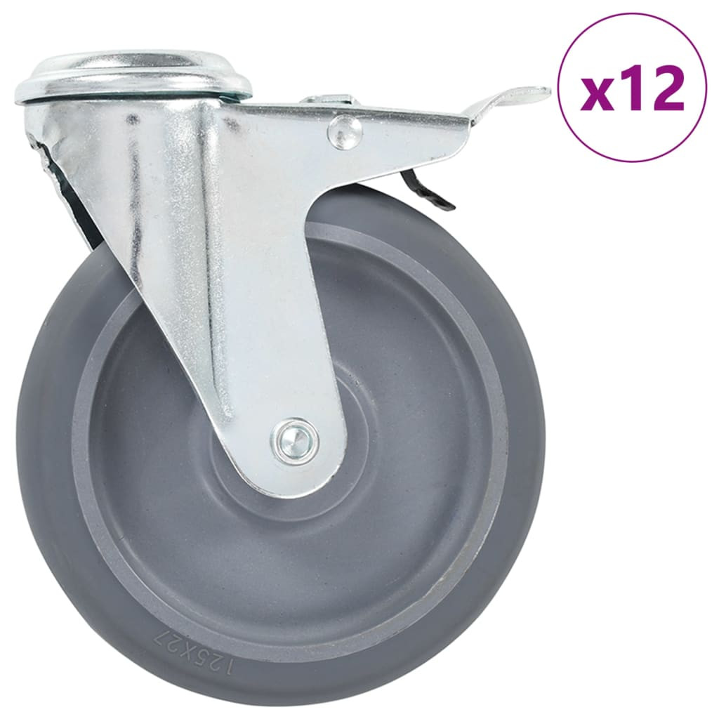 vidaXL 12 Stk. Lenkrollen mit Rückenloch 125 mm