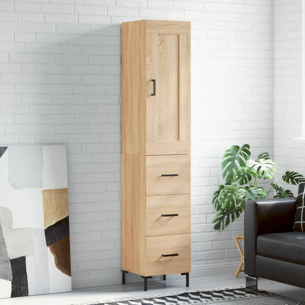 vidaXL Highboard Sonoma-Eiche 34,5x34x180 cm Holzwerkstoff