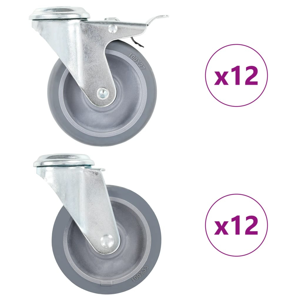 vidaXL 24 Stk. Lenkrollen mit Rückenloch 100 mm