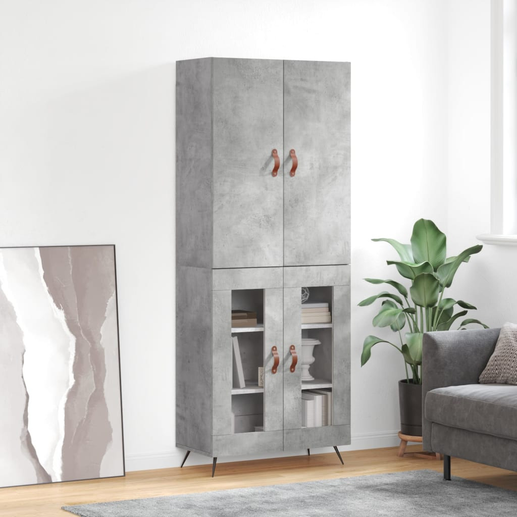 vidaXL Highboard Betongrau 69,5x34x180 cm Holzwerkstoff