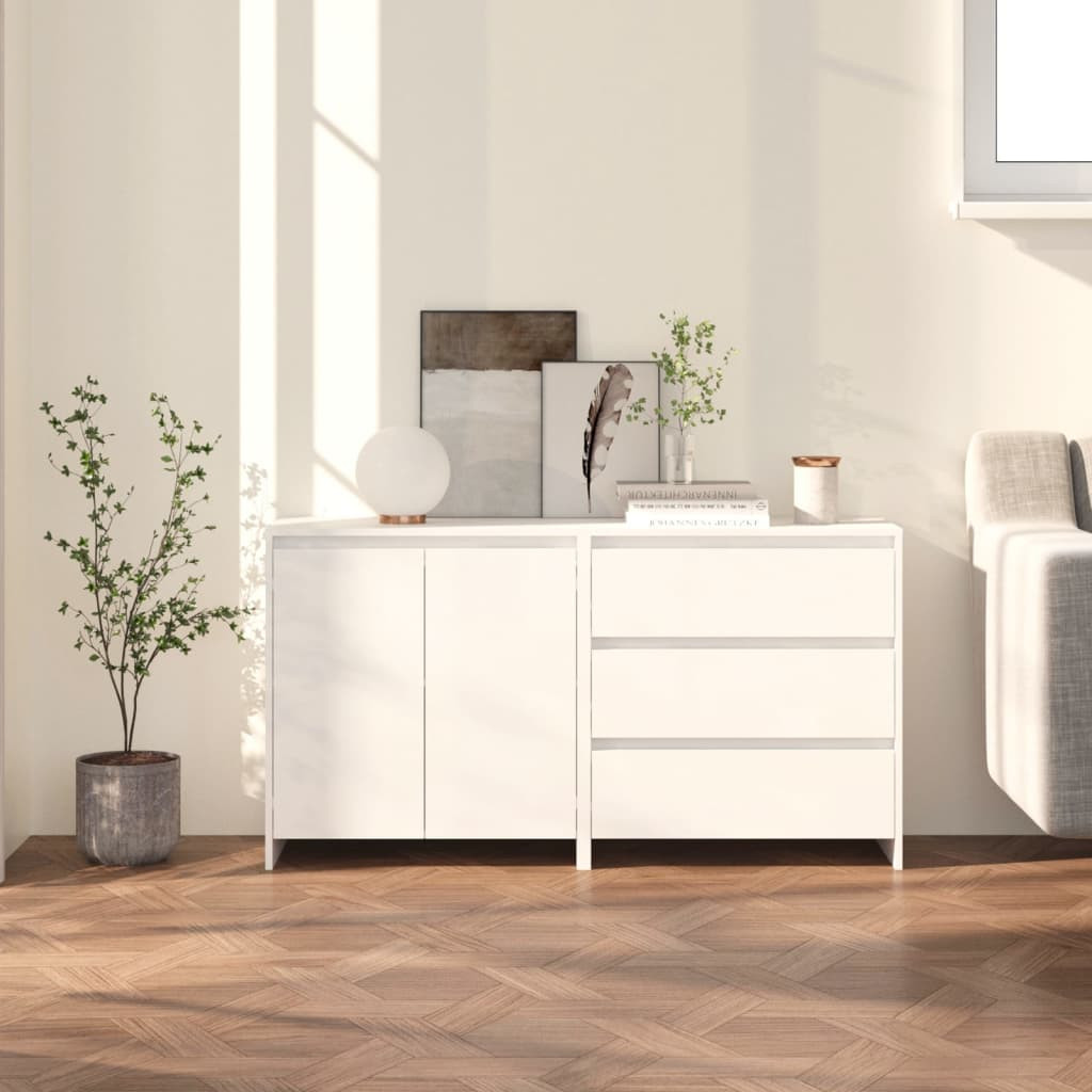 vidaXL 2-tlg. Sideboard Weiß Holzwerkstoff