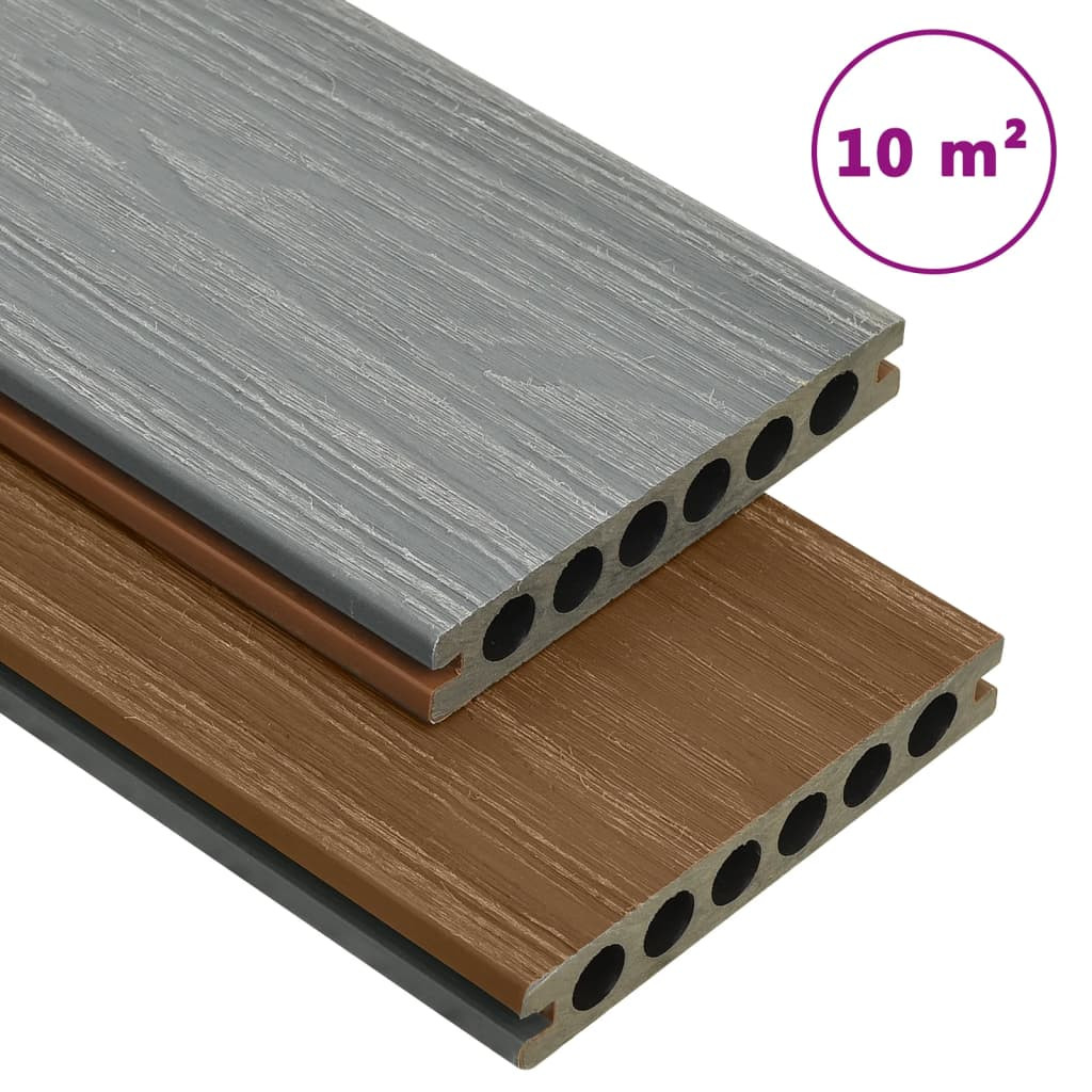 vidaXL WPC Terrassendielen mit Zubehör Braun und Grau 10 m² 2,2 m