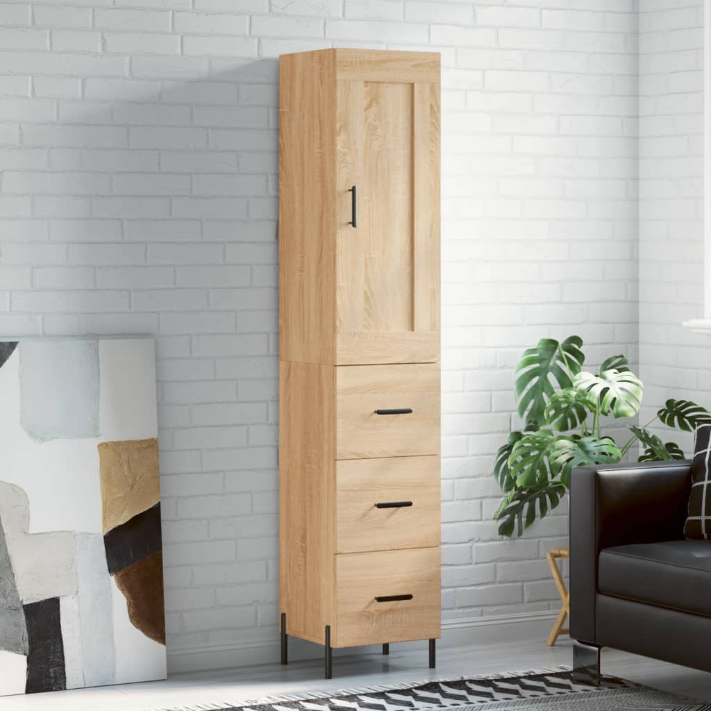 vidaXL Highboard Sonoma-Eiche 34,5x34x180 cm Holzwerkstoff