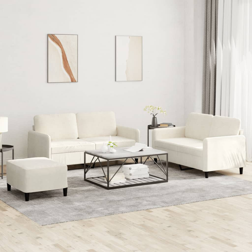 vidaXL 3-tlg. Sofagarnitur Creme Samt