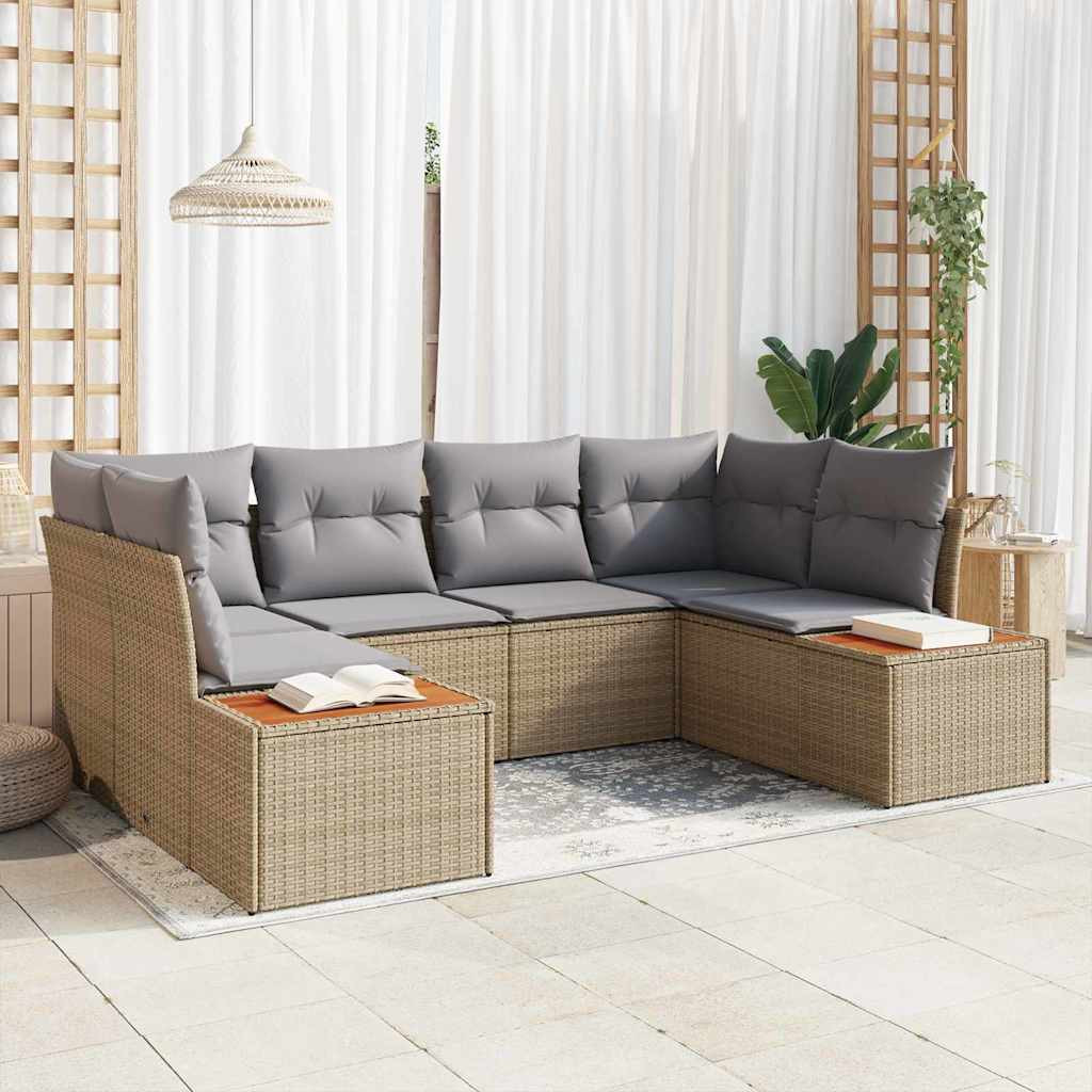 vidaXL Gartensofa-set mit Kissen 6 pcs Beige und Hellgrau Polyrattan
