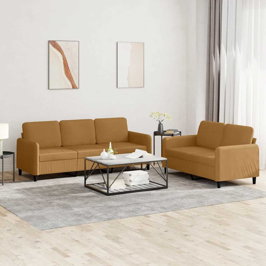 vidaXL 2-tlg. Sofagarnitur Braun Samt