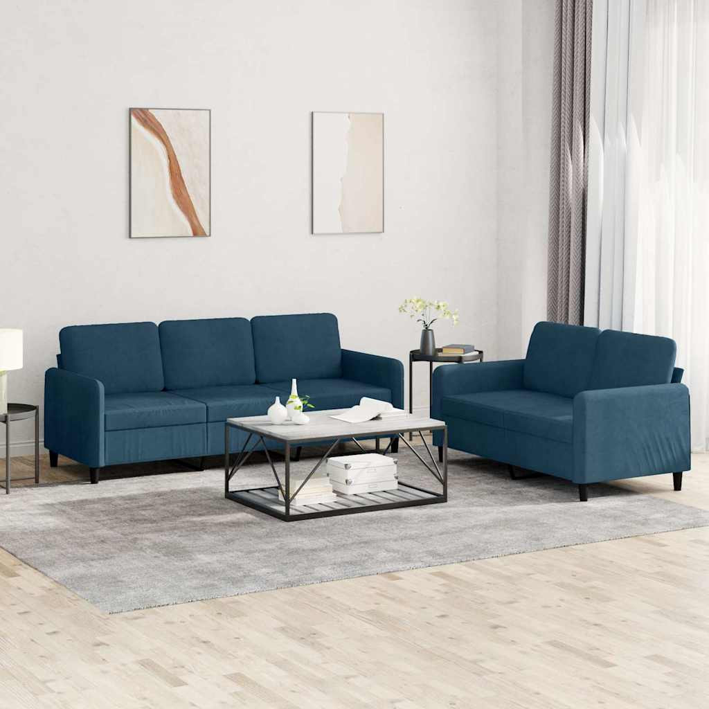 vidaXL 2-tlg. Sofagarnitur Blau Samt