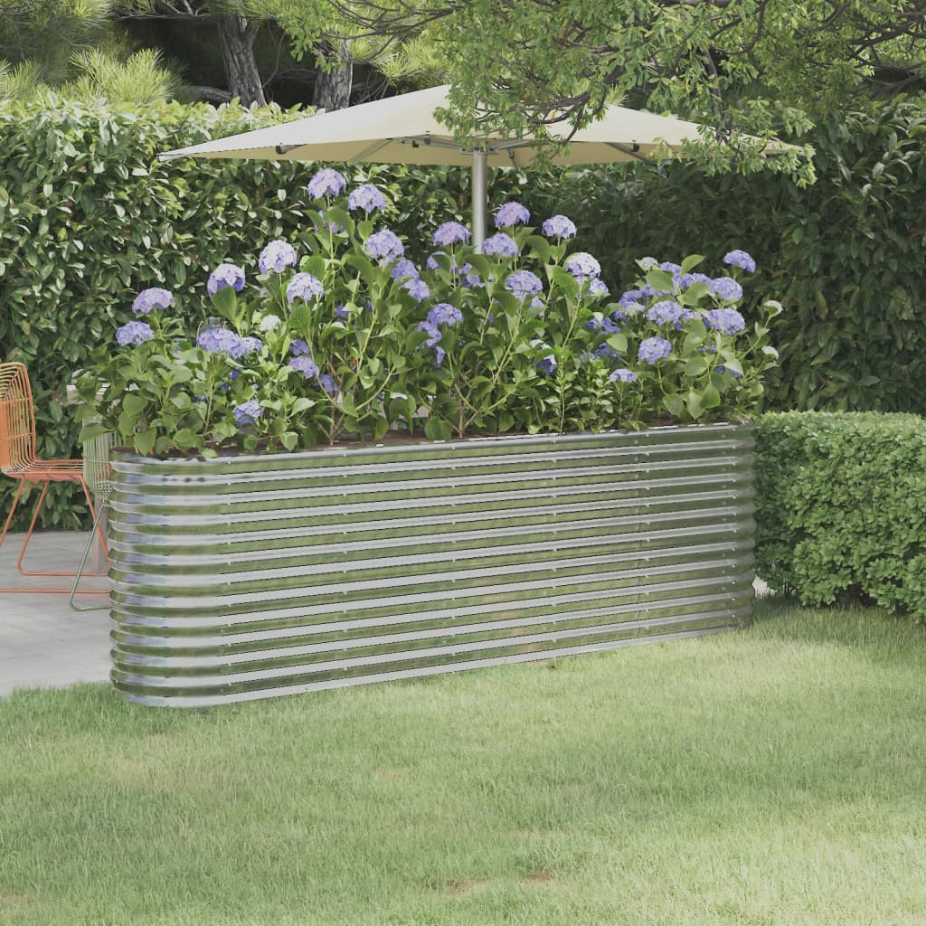 vidaXL Hochbeet Verzinkter Stahl 224x40x68 cm Silbern