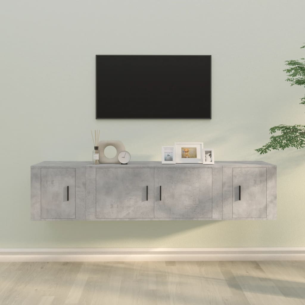 vidaXL 3-tlg. TV-Schrank-Set Betongrau Holzwerkstoff