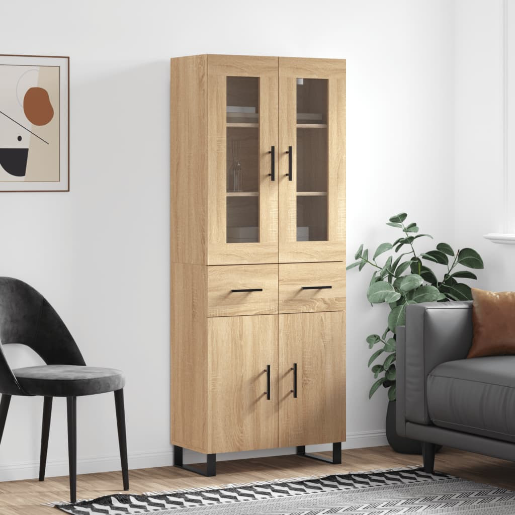 vidaXL Highboard Sonoma-Eiche 69,5x34x180 cm Holzwerkstoff