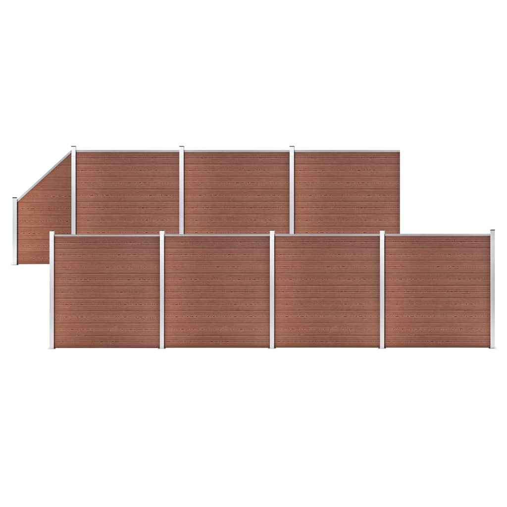 vidaXL WPC Zaun-Set 7 Quadrate + 1 Schräge 1311x186 cm Braun