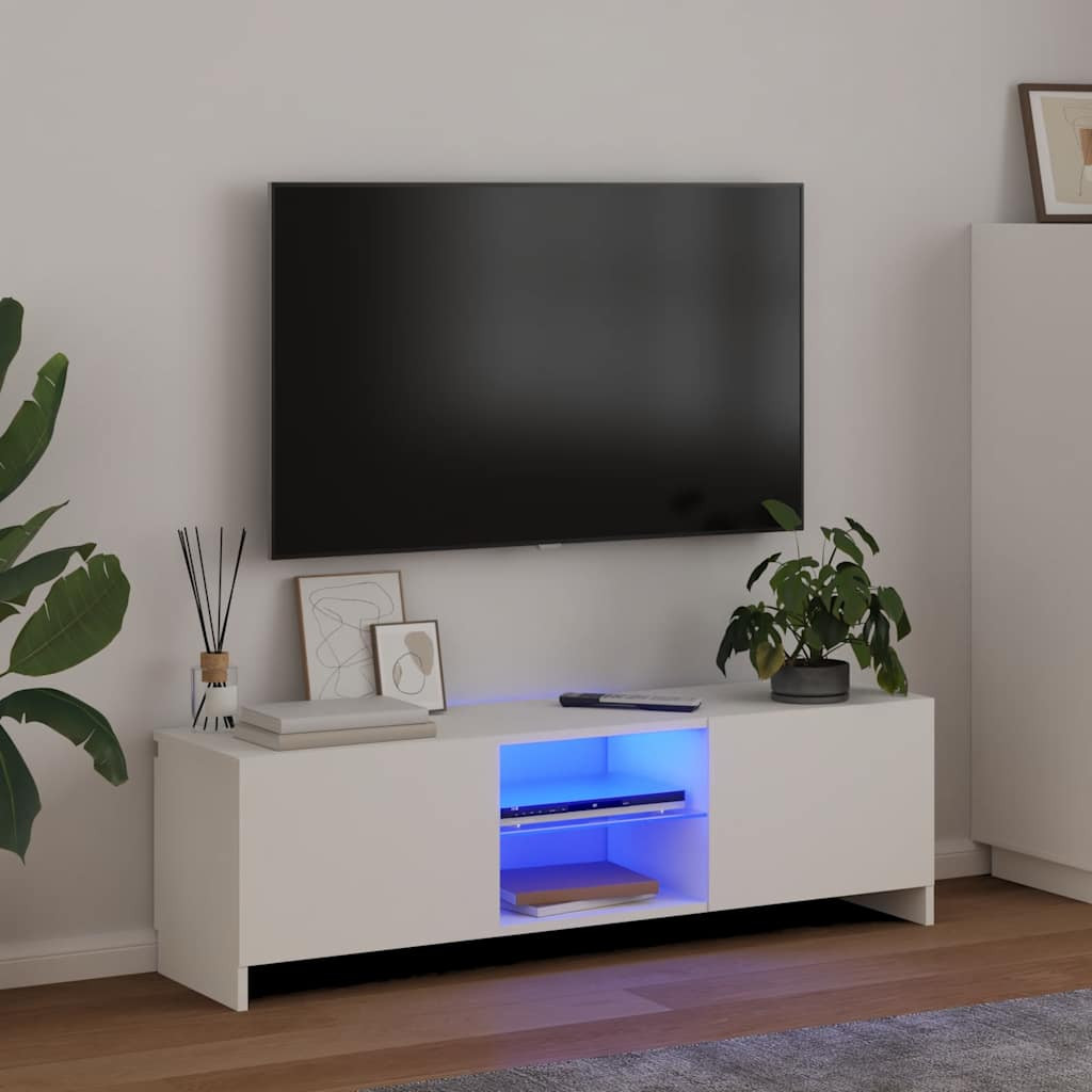 vidaXL TV-Schrank mit LED-Leuchten Weiß 120x30x36 cm