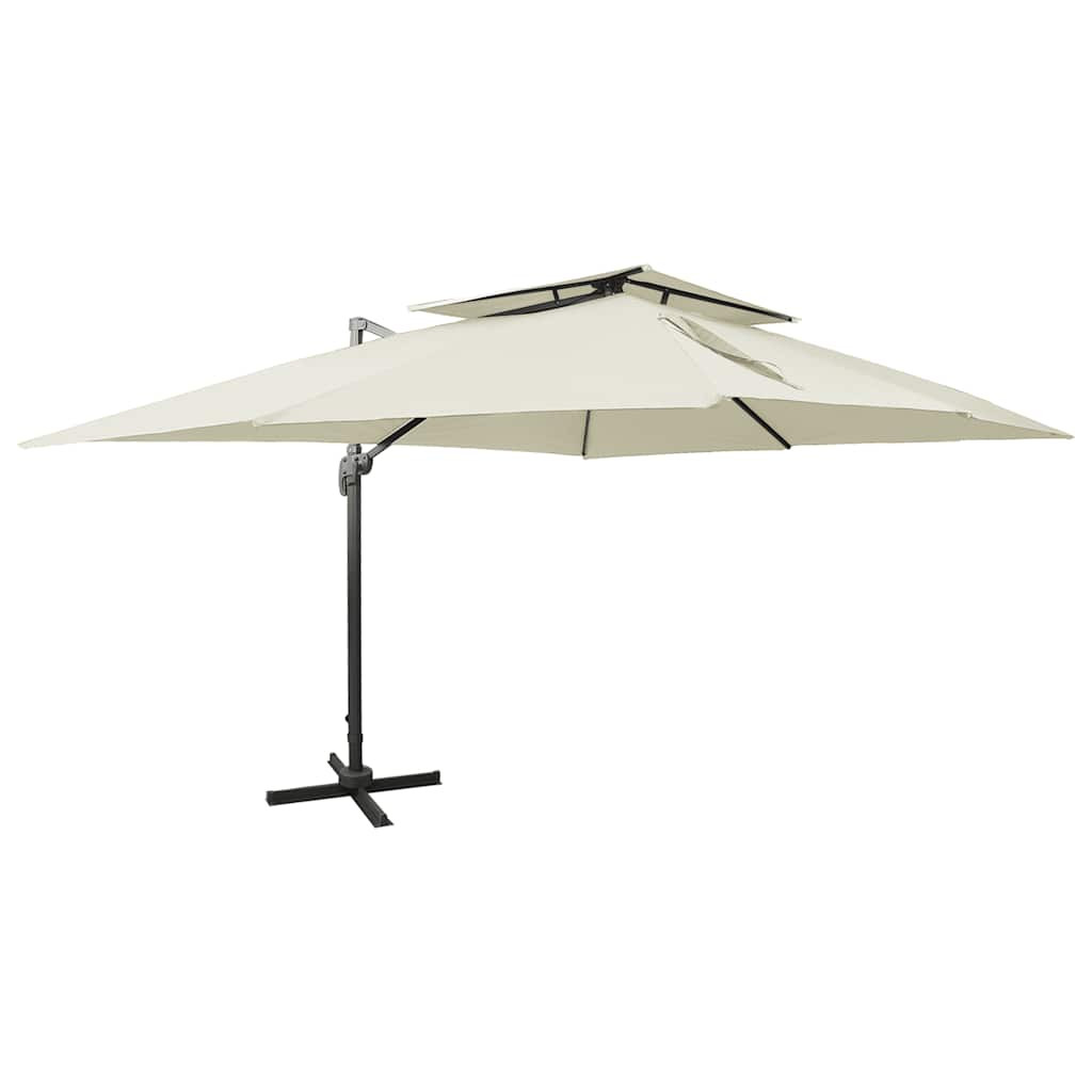 vidaXL Ampelschirm mit Doppeldach Sand 400 x 300 cm