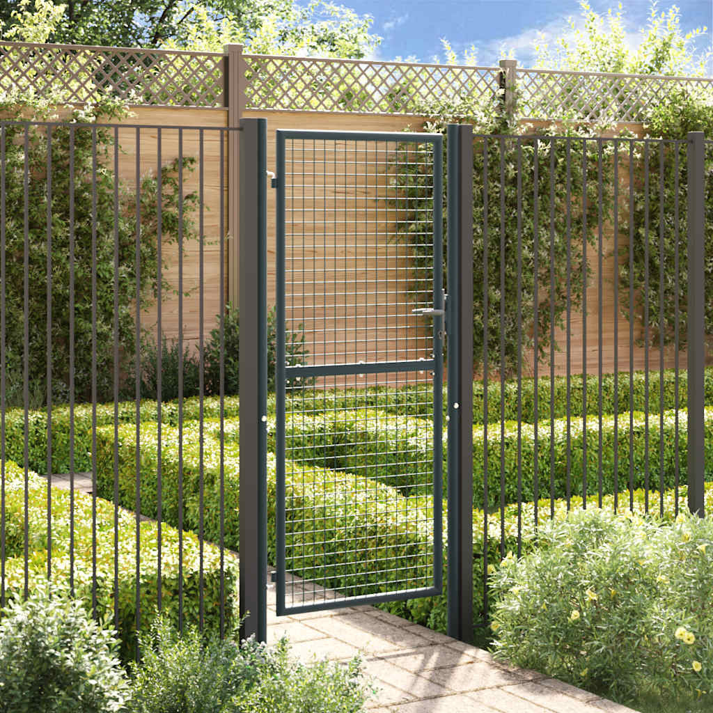 vidaXL Maschen-Gartentor verzinkter Stahl 100 x 200 cm Grau