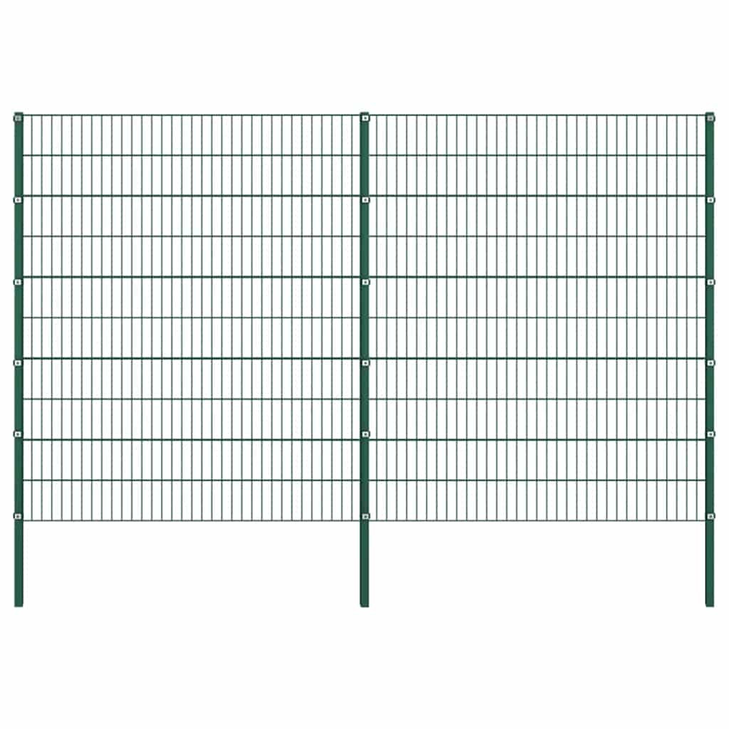 vidaXL Zaunelement mit Pfosten Eisen 349 x 200 cm Grün