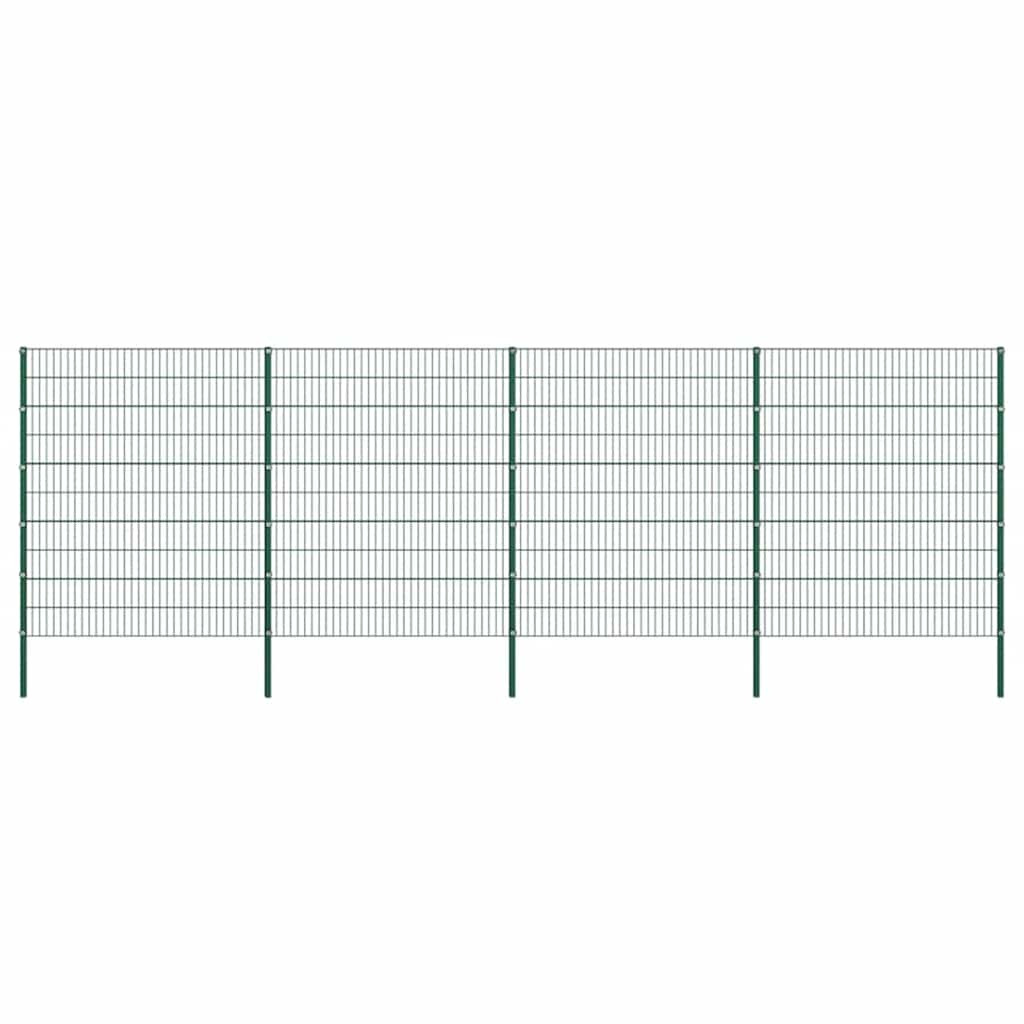 vidaXL Zaunelement mit Pfosten Eisen 694,5 x 200 cm Grün