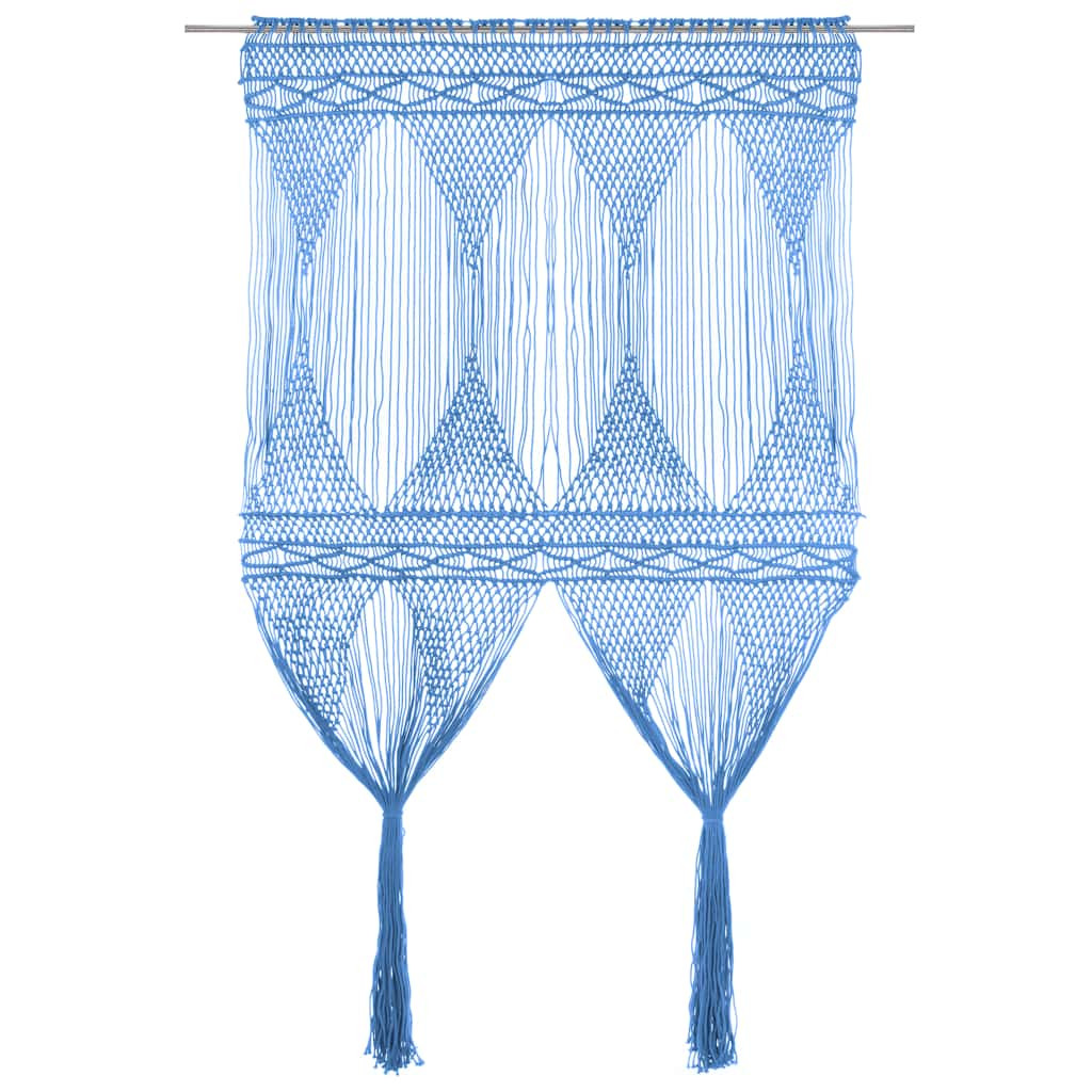 vidaXL Makramee Vorhang Blau 140x240 cm Baumwolle
