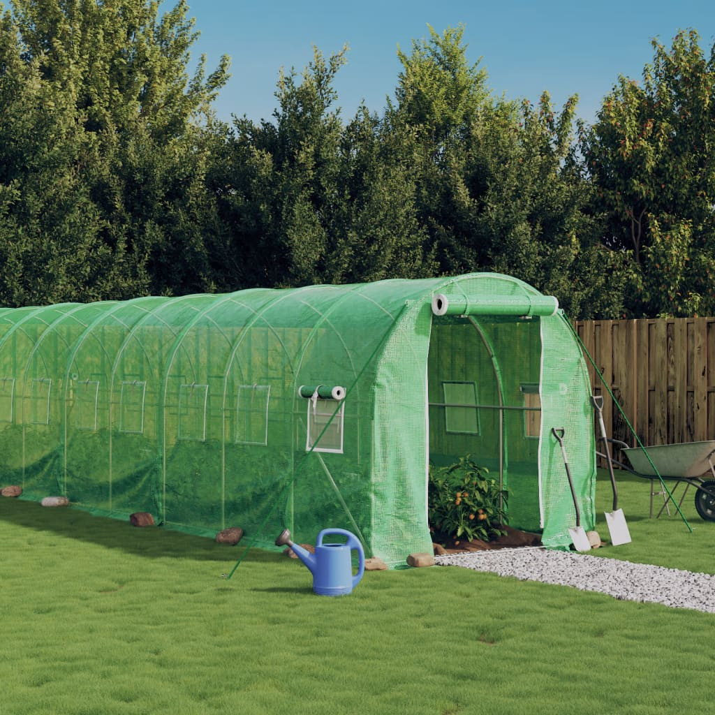 vidaXL Gewächshaus mit Stahlrahmen Grün 36 m² 18x2x2 m