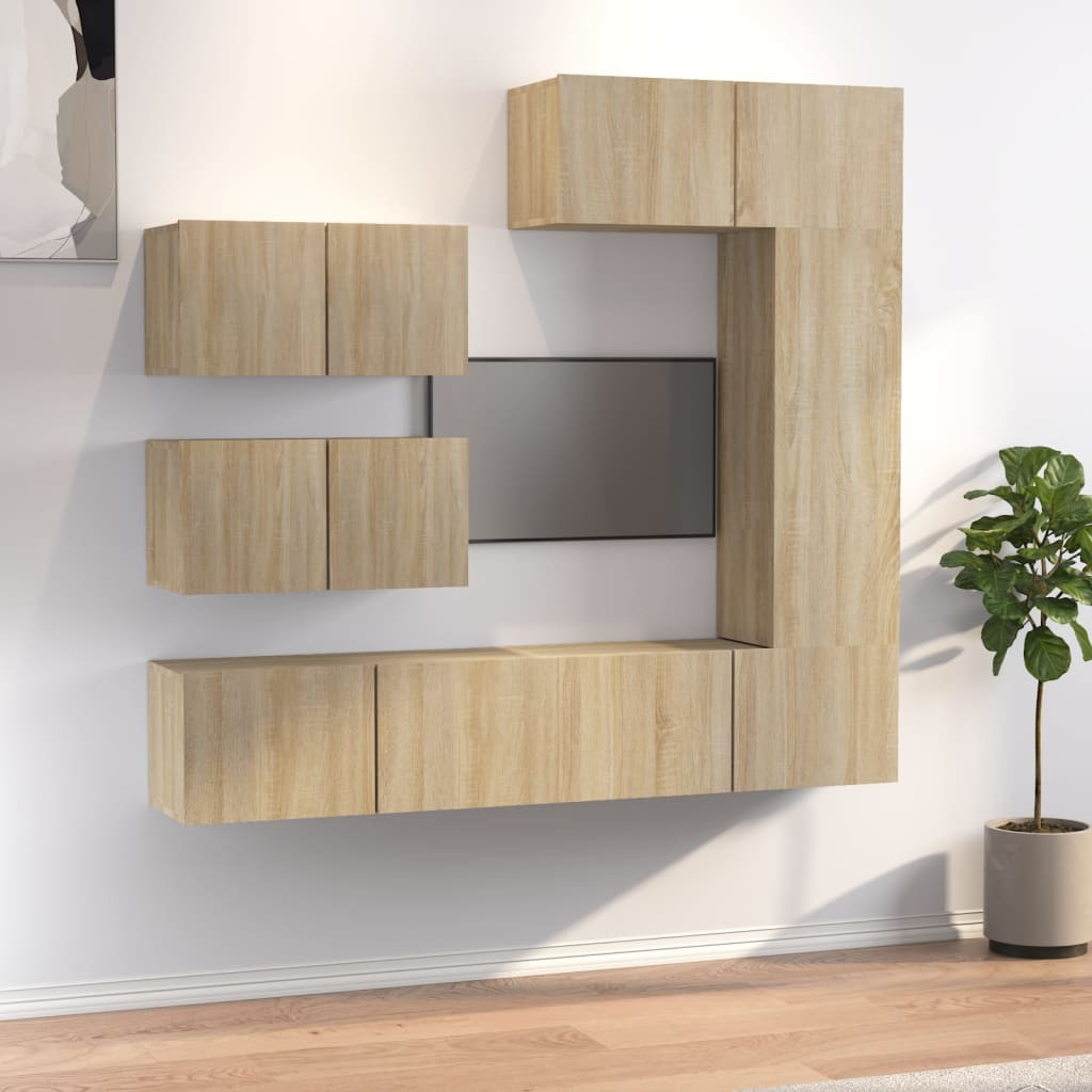 vidaXL 6-tlg. TV-Schrank-Set Sonoma-Eiche Holzwerkstoff