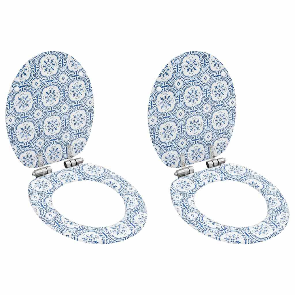 vidaXL Toilettensitze 2 Stk. Soft-Close-Deckel MDF Porzellan-Design